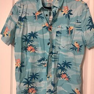 Quiksilver Blue and Orange Casual Button Down Shirt